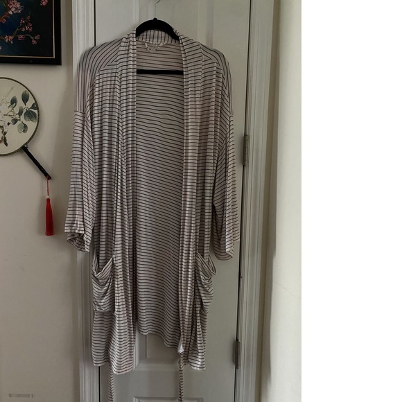 GAP BODY Black and White Striped Modal Robe (M/L) - Picture 2 of 9